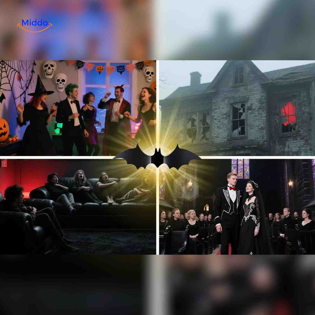 3D Wanddecoratie met LED-Verlichting Halloween Vleermuis Spin Spook Muurstickers Glow Effect Feestdecoratie | Sulvida