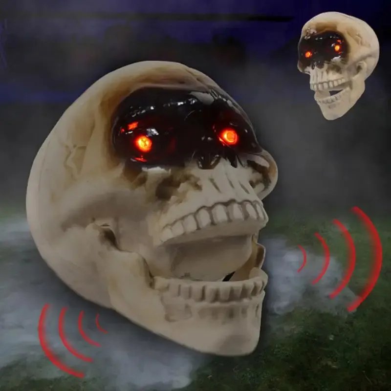 Halloween Doodskop Decoratie met Bewegingssensor LED-verlichting Geluid Griezel Schedel Feestdecoratie | Sulvida