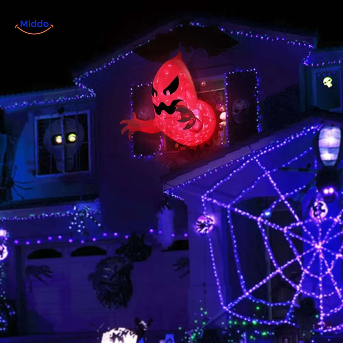 Opblaasbare Geest XL Halloween Decoratie Lichtgevend LED Buiten Binnen Zelfopblazend Spookfiguur Tuindecoratie | Sulvida