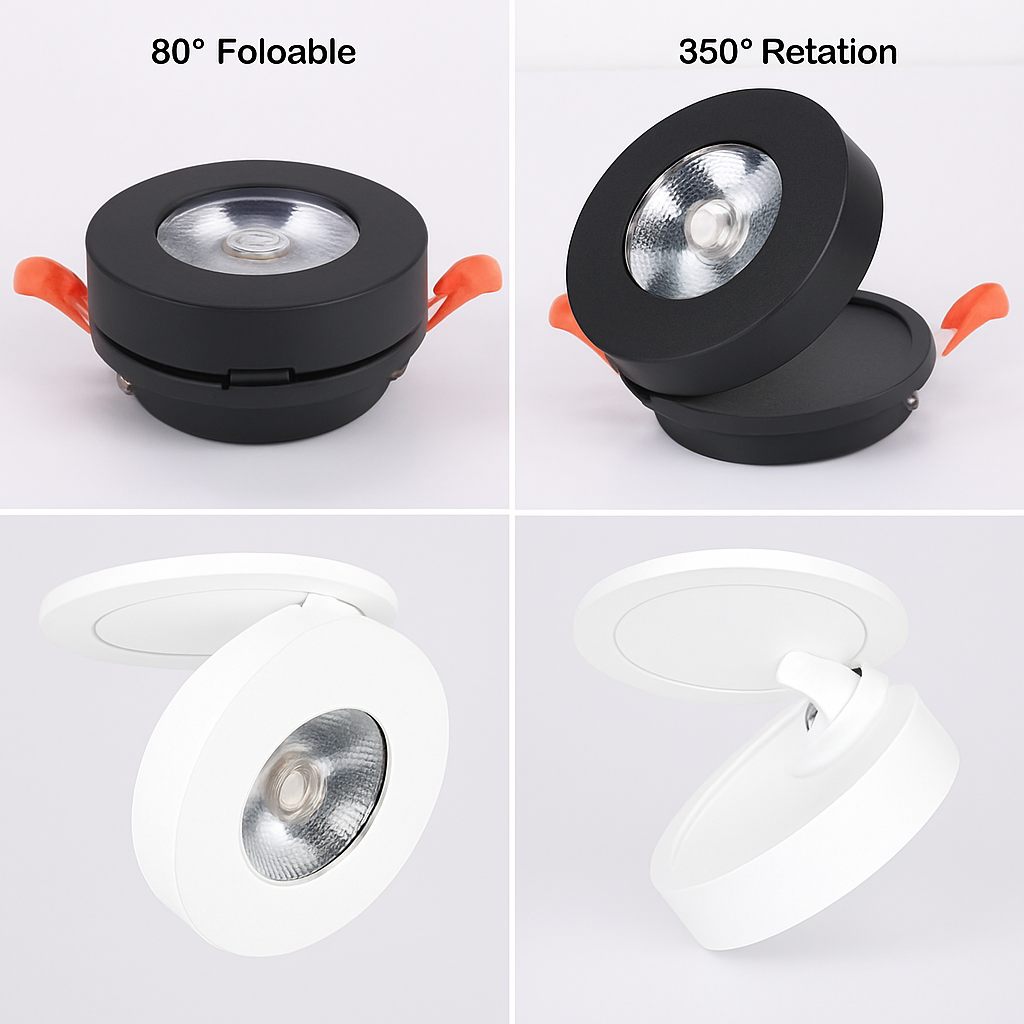 Inbouwspot LED rond orienteerbaar aluminium zwart wit dimbaar warm naturel koel licht 3W-12W plafond | Sulvida