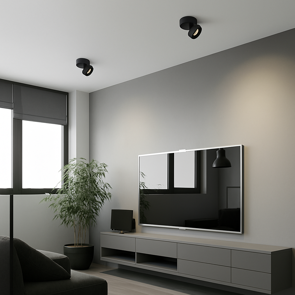 Designspot LED Rond Draaibaar Aluminium Zwart Ivoor Plafond Wit Modern Opbouw Dimbaar 7W-15W Verlichting | Sulvida