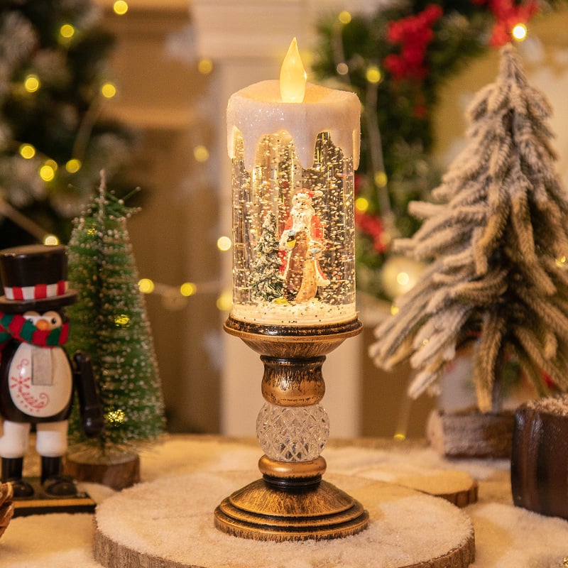 Kerstkaars met Nachtlampje Functie Sfeerlicht Warmwit LED Kaarslicht Kersttafel Decoratie Sfeerverlichting | Sulvida