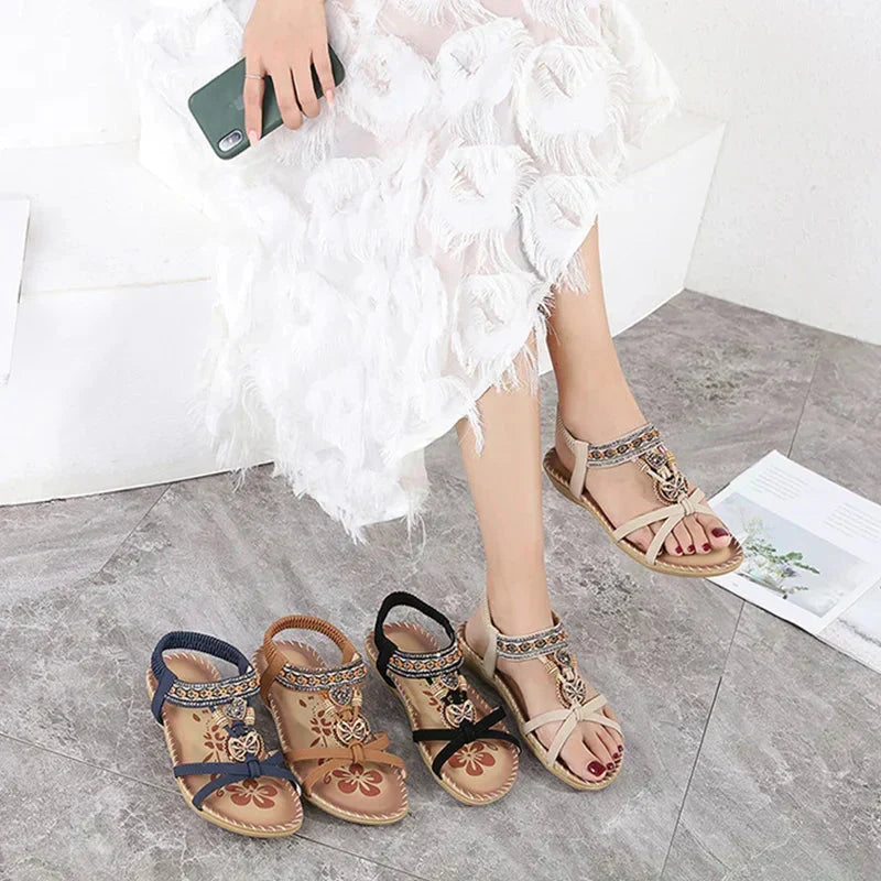 Bohemian Sandalen Dames met Antislipzool Zomer Comfortschoenen Elastisch Licht Strandsandalen Vakantie | Sulvida