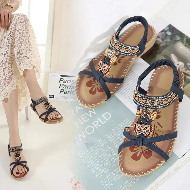 Bohemian Sandalen Dames met Antislipzool Zomer Comfortschoenen Elastisch Licht Strandsandalen Vakantie | Sulvida
