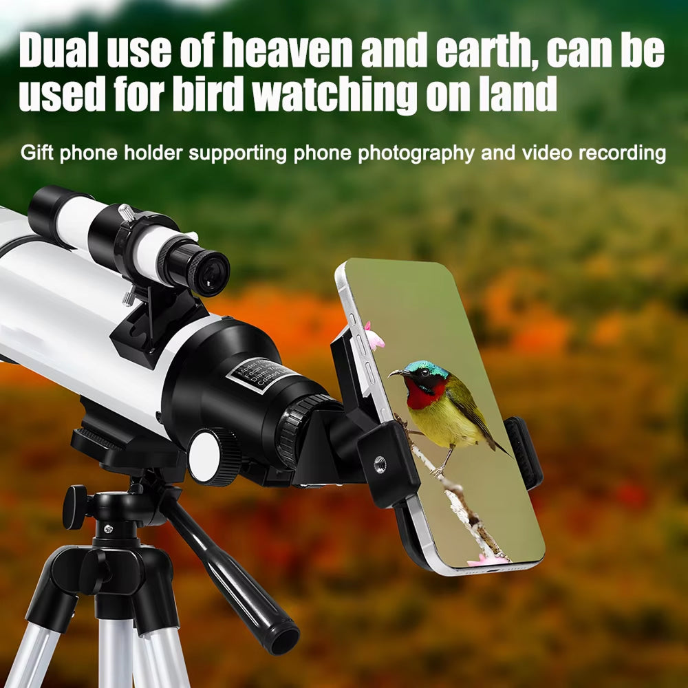 Télescope pour enfants, ouverture de 70mm, focale de 400mm, lentille de Barlow 5× et trépied réglable, télescope d’observation des étoiles | Sulvida