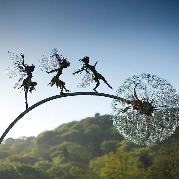 Handgemaakte Metalen Tuinfee Sculptuur 70cm Sprookjesbeeld Tuindecoratie Buitendecoratie Fantasie Ornament | Sulvida