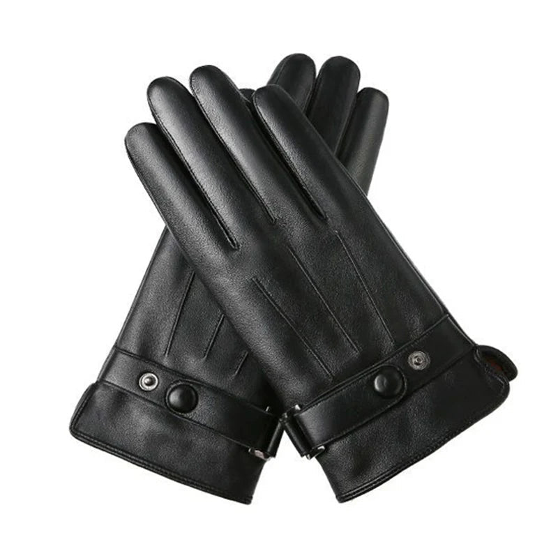 Leren Touchscreen Handschoenen Heren Winterhandschoenen Winddicht Warm Zwart Elegant Winteraccessoire | Sulvida