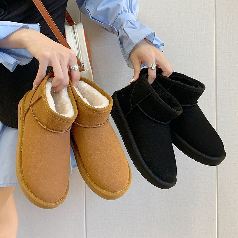 Leren Enkellaarzen met Warme Voering voor Dames Bruin Zwart Khaki Winter Waterbestendig Antislip Comfortabel | Sulvida