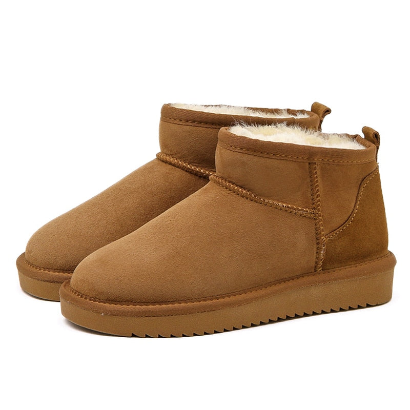 Leren Enkellaarzen met Warme Voering voor Dames Bruin Zwart Khaki Winter Waterbestendig Antislip Comfortabel | Sulvida