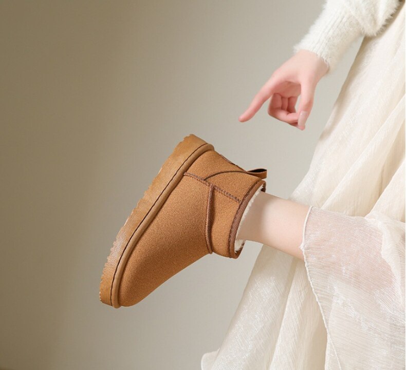 Leren Enkellaarzen met Warme Voering voor Dames Bruin Zwart Khaki Winter Waterbestendig Antislip Comfortabel | Sulvida