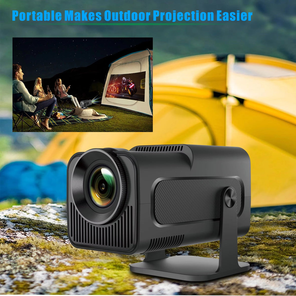 Projecteur d’extérieur compact, 300 lumens ANSI, Full HD 1080p, Android 11, sans fil, 150 pouces, portable | Sulvida
