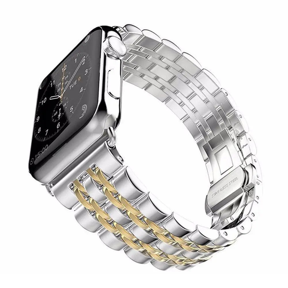 Bracelet en métal pour Apple Watch 42/44/46/49mm Series 1-12 et Ultra, maillons triples en acier | Sulvida