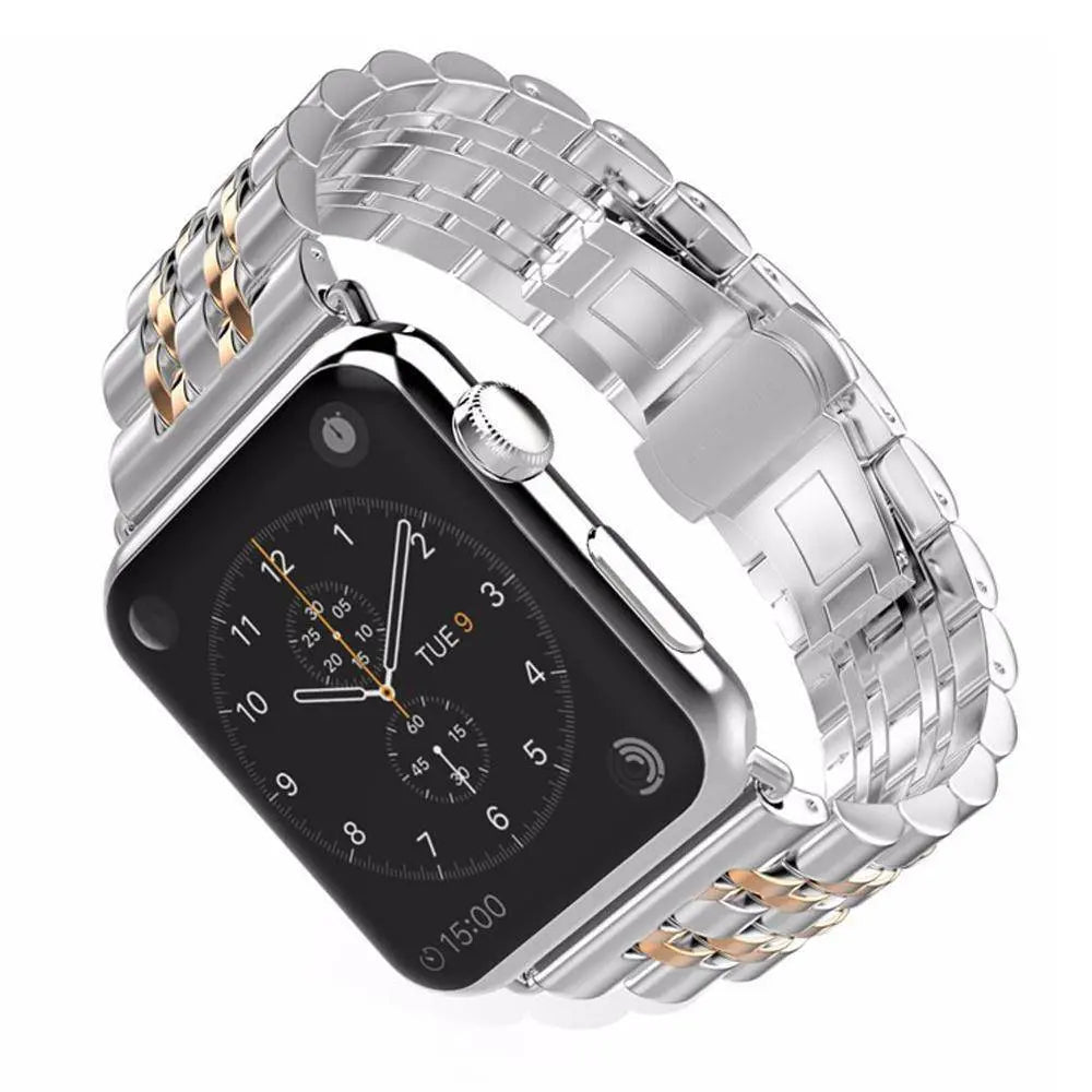Bracelet en métal pour Apple Watch 42/44/46/49mm Series 1-12 et Ultra, maillons triples en acier | Sulvida