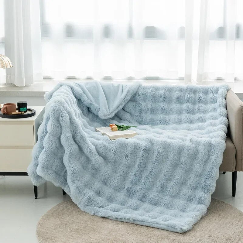 Luxe Pluchen Fleece Deken Superzacht Antraciet Grijs 100x160cm Winter Warme Plaid Bed Bank Slaapkamer | Sulvida