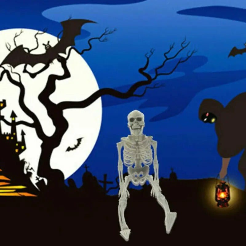 Poseerbaar Skelet 40 cm Wit Kunststof Halloween Decoratie Beweegbare Ledenpop Tafelmodel Griezelig Feest | Sulvida