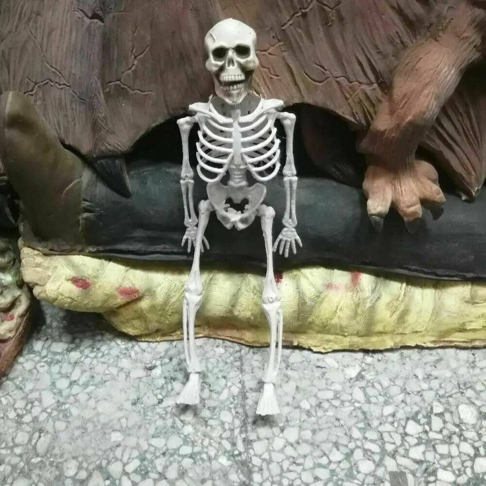 Poseerbaar Skelet 40 cm Wit Kunststof Halloween Decoratie Beweegbare Ledenpop Tafelmodel Griezelig Feest | Sulvida
