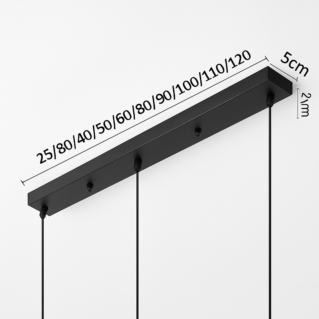 Plafondrail Langwerpig voor Hanglampen – Metalen Verdeelrail 1 tot 5 Lichtpunten – Zwart of Wit Design | Sulvida