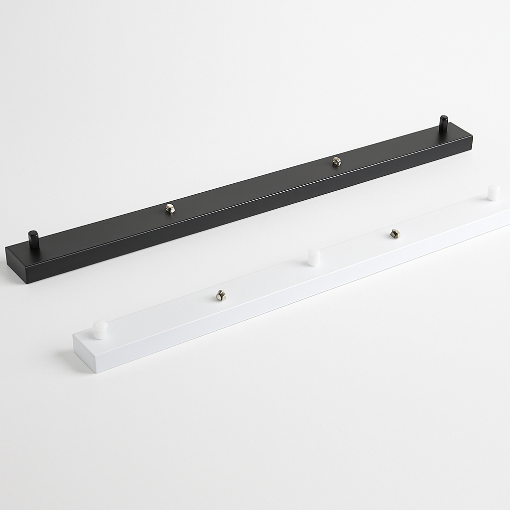 Plafondrail Langwerpig voor Hanglampen – Metalen Verdeelrail 1 tot 5 Lichtpunten – Zwart of Wit Design | Sulvida