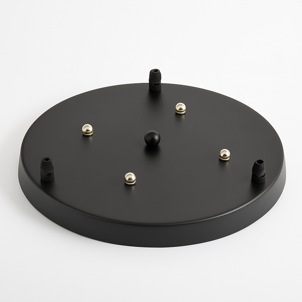 Ronde Plafondplaat voor Hanglamp tot 5 Lichtpunten Zwart of Wit Metalen Lamphoes Plafondbalk Plafondkap | Sulvida