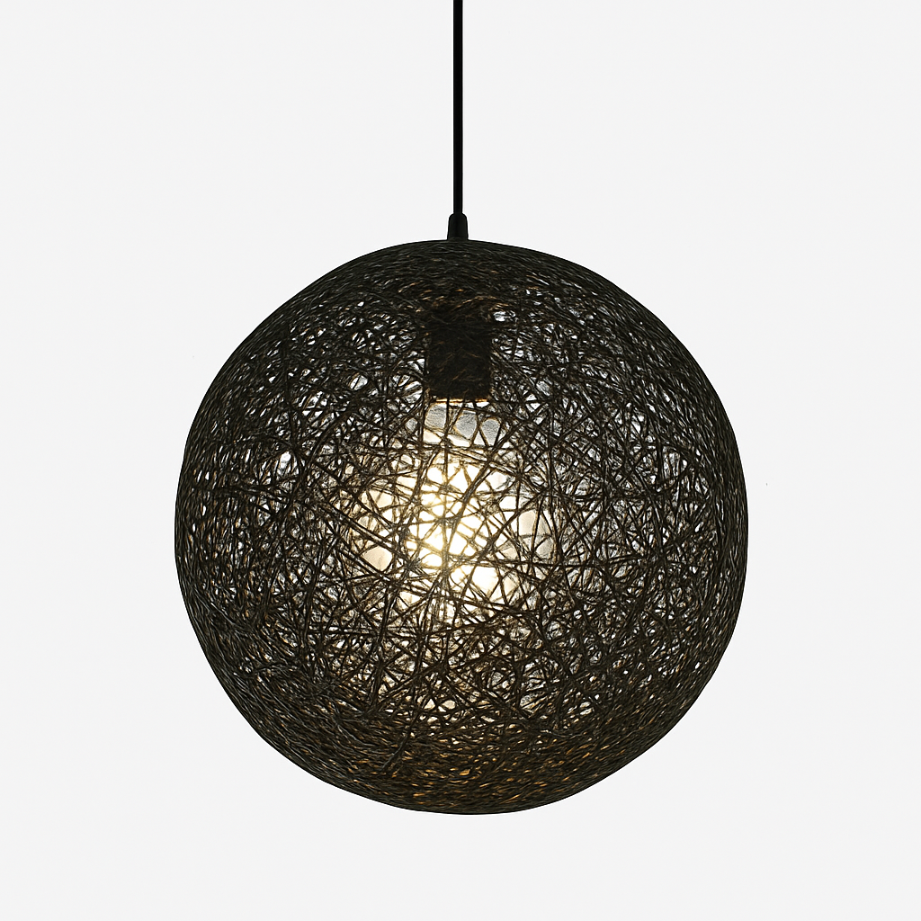 Rieten Hanglamp Bol Papier Gevlochten Design Diverse Kleuren Verstelbaar 100cm Snoer Sfeerverlichting | Sulvida