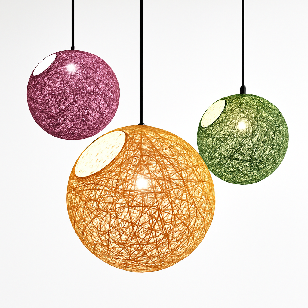 Rieten Hanglamp Bol Papier Gevlochten Design Diverse Kleuren Verstelbaar 100cm Snoer Sfeerverlichting | Sulvida