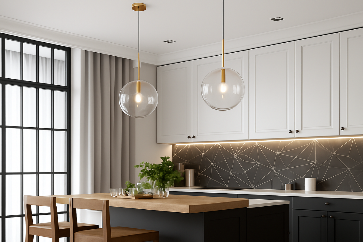 Glazen hanglamp bol modern Scandinavisch goud dimbaar LED verlichting eetkamer slaapkamer decoratief | Sulvida
