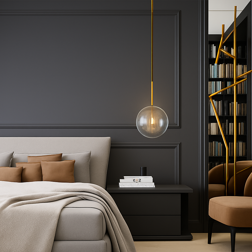 Glazen hanglamp bol modern Scandinavisch goud dimbaar LED verlichting eetkamer slaapkamer decoratief | Sulvida