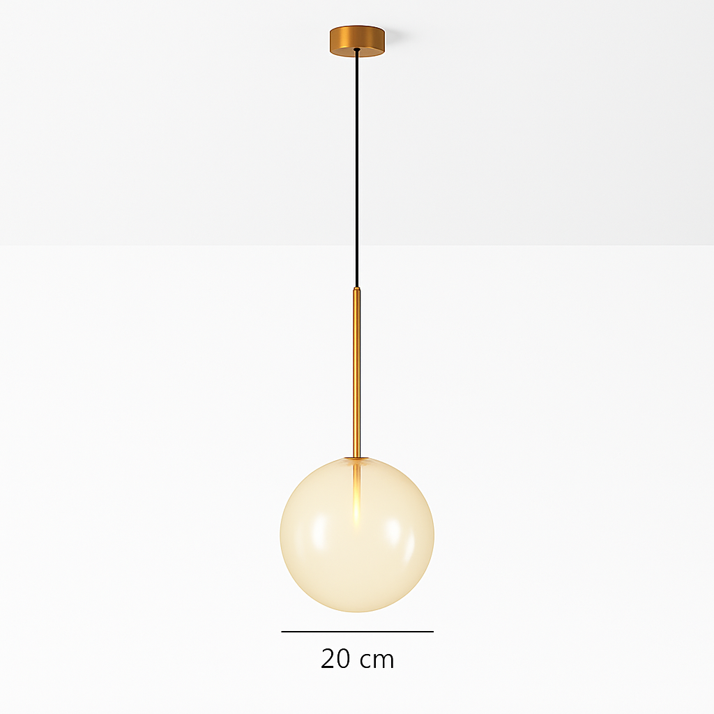 Glazen hanglamp bol modern Scandinavisch goud dimbaar LED verlichting eetkamer slaapkamer decoratief | Sulvida