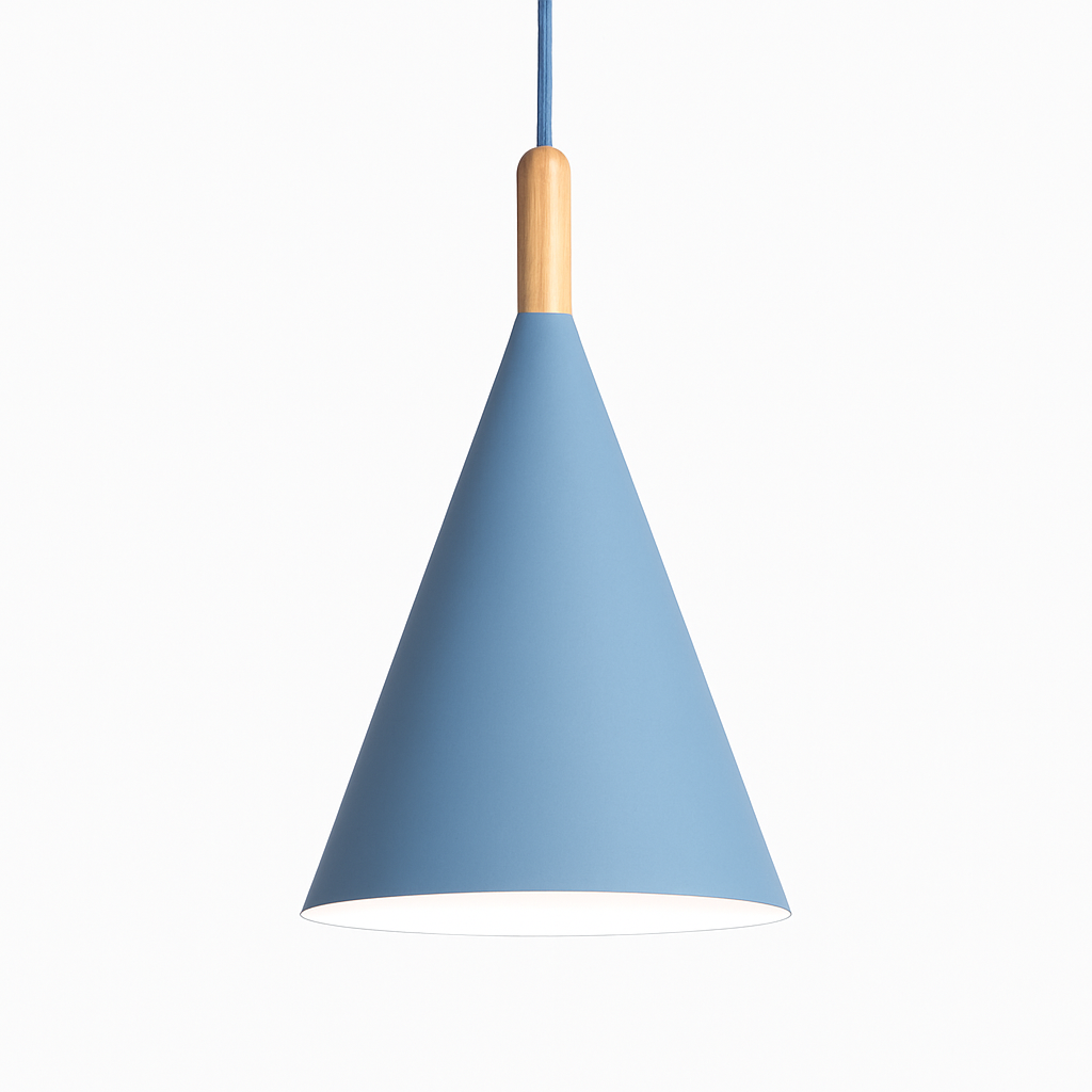 Hanglamp conisch metaal en hout eetkamer keuken woonkamer gekleurde kap modern design sfeerverlichting | Sulvida