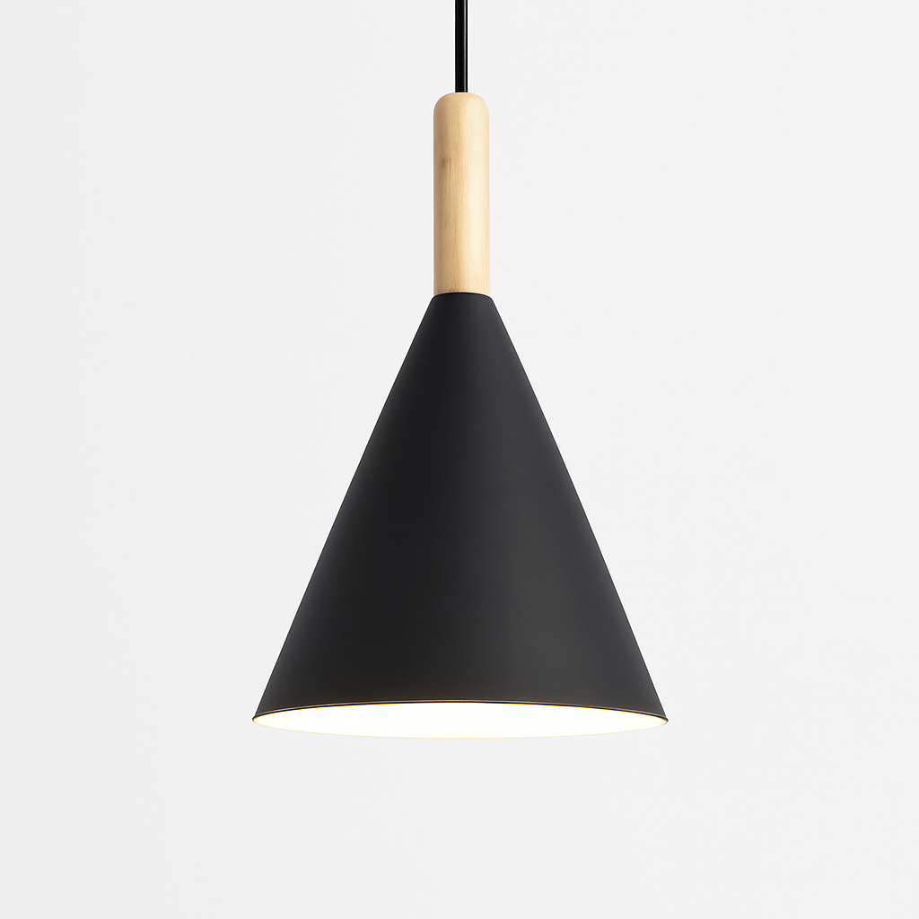 Hanglamp conisch metaal en hout eetkamer keuken woonkamer gekleurde kap modern design sfeerverlichting | Sulvida