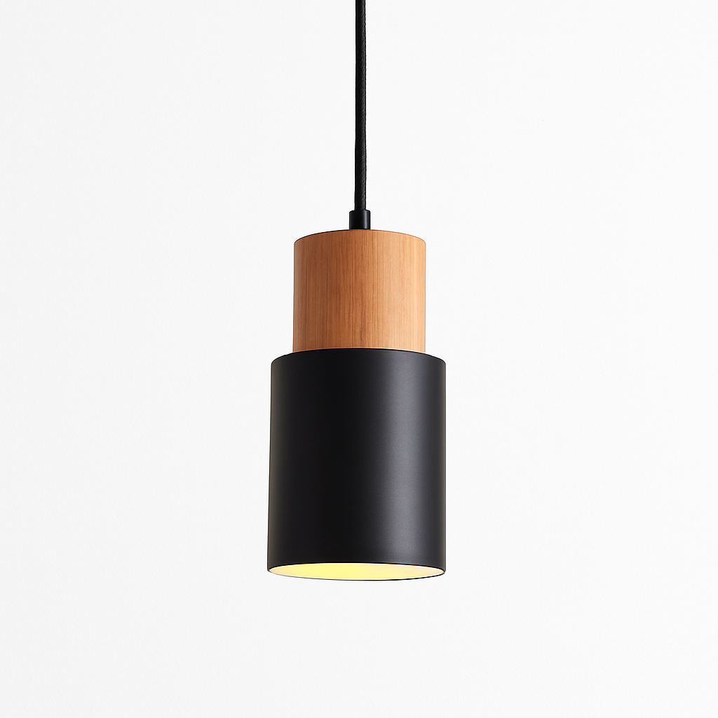Hanglamp Cilinder Hout Metaal Moderne Verlichting Eetkamer Slaapkamer Keuken Design Lamp E27 Fitting | Sulvida