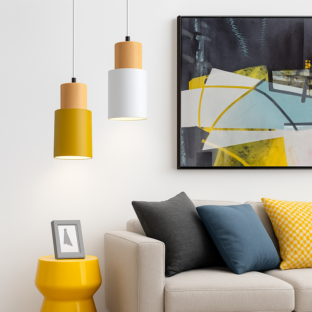 Hanglamp Cilinder Hout Metaal Moderne Verlichting Eetkamer Slaapkamer Keuken Design Lamp E27 Fitting | Sulvida