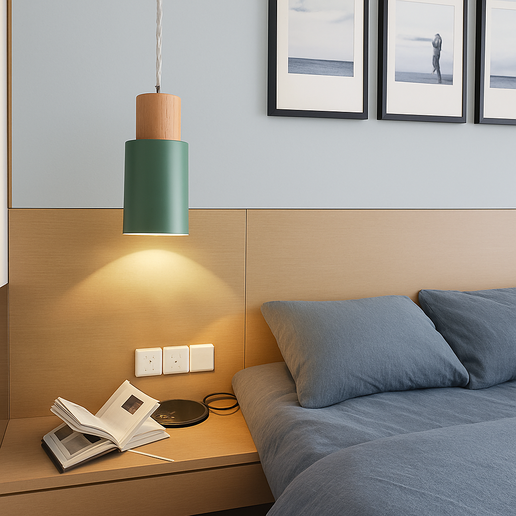 Hanglamp Cilinder Hout Metaal Moderne Verlichting Eetkamer Slaapkamer Keuken Design Lamp E27 Fitting | Sulvida