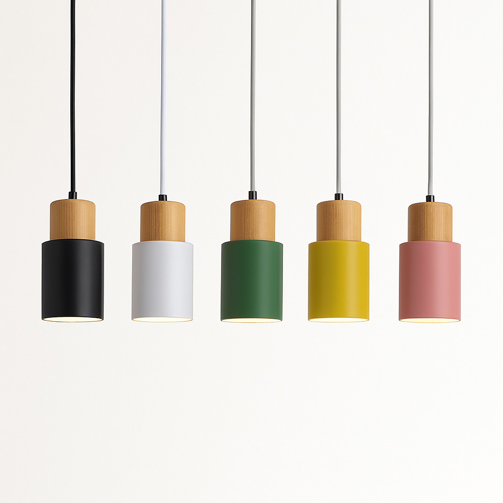 Hanglamp Cilinder Hout Metaal Moderne Verlichting Eetkamer Slaapkamer Keuken Design Lamp E27 Fitting | Sulvida
