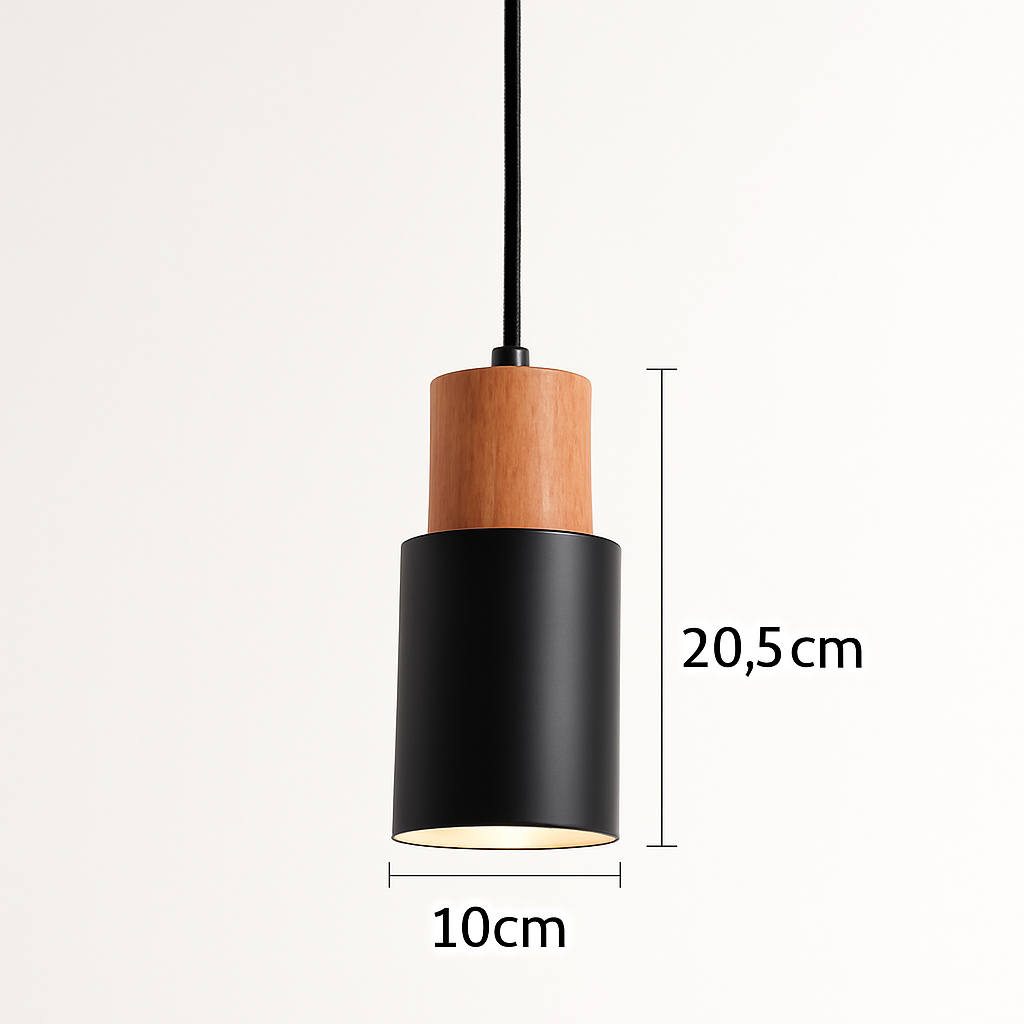 Hanglamp Cilinder Hout Metaal Moderne Verlichting Eetkamer Slaapkamer Keuken Design Lamp E27 Fitting | Sulvida