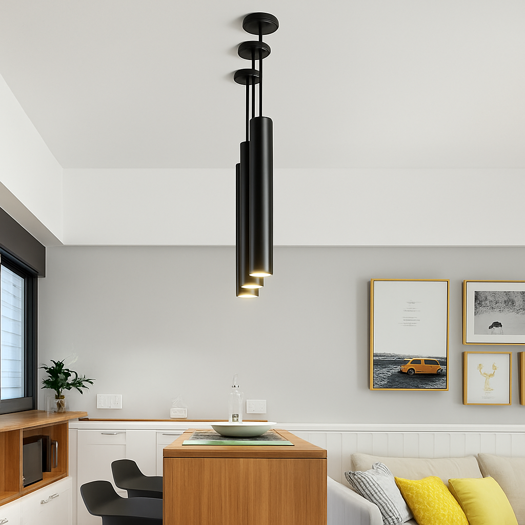 Cilindervormige Hanglamp LED COB 3W Verstelbare Lengte 20 tot 80cm Zwart Modern Designverlichting Eetkamer | Sulvida