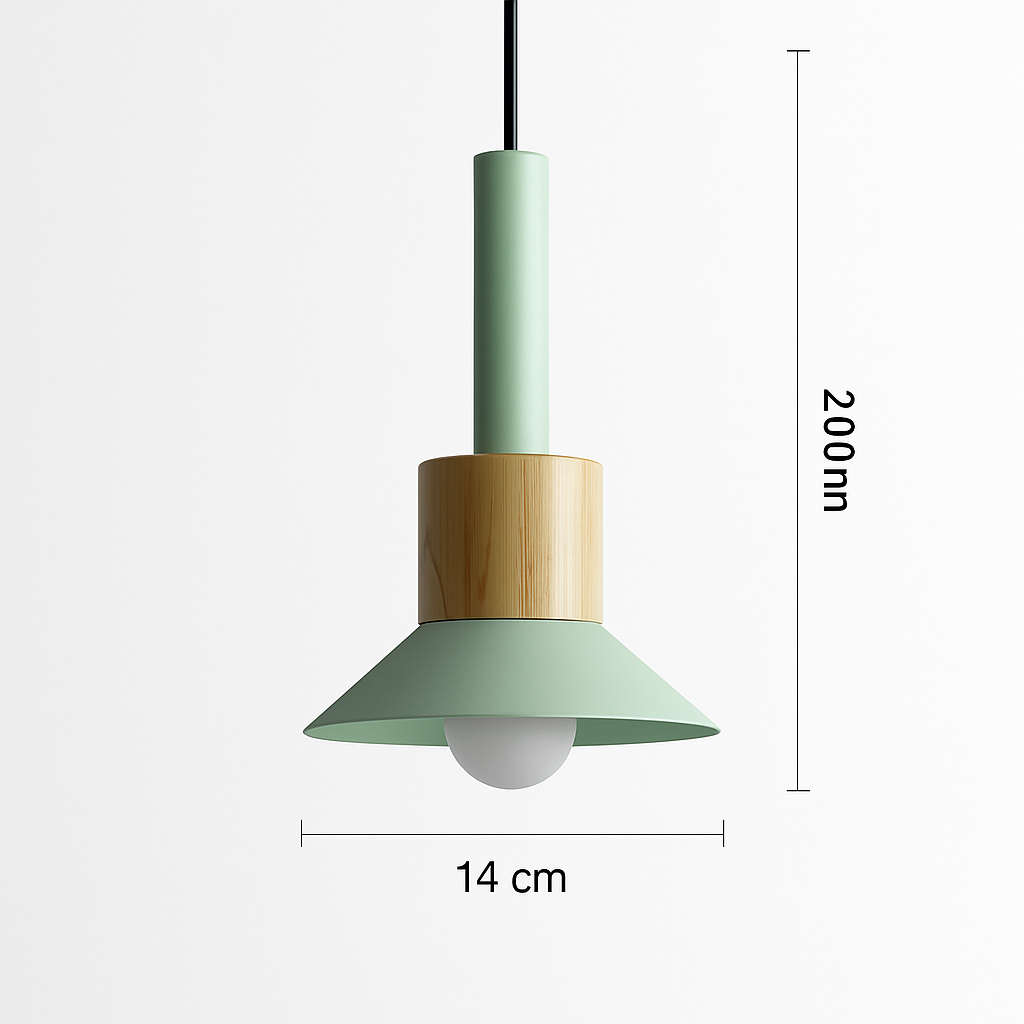 Design Hanglamp Hout & Metaal Geel Groen Wit Roze Geometrisch 12×16 tot 14×20 cm Woonkamer Eetkamer Slaapkamer | Sulvida
