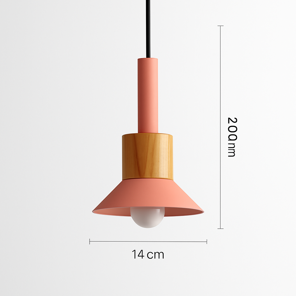 Design Hanglamp Hout & Metaal Geel Groen Wit Roze Geometrisch 12×16 tot 14×20 cm Woonkamer Eetkamer Slaapkamer | Sulvida