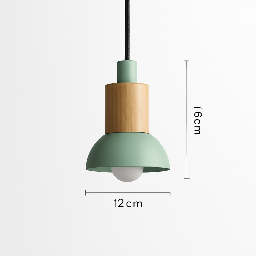Design Hanglamp Hout & Metaal Geel Groen Wit Roze Geometrisch 12×16 tot 14×20 cm Woonkamer Eetkamer Slaapkamer | Sulvida