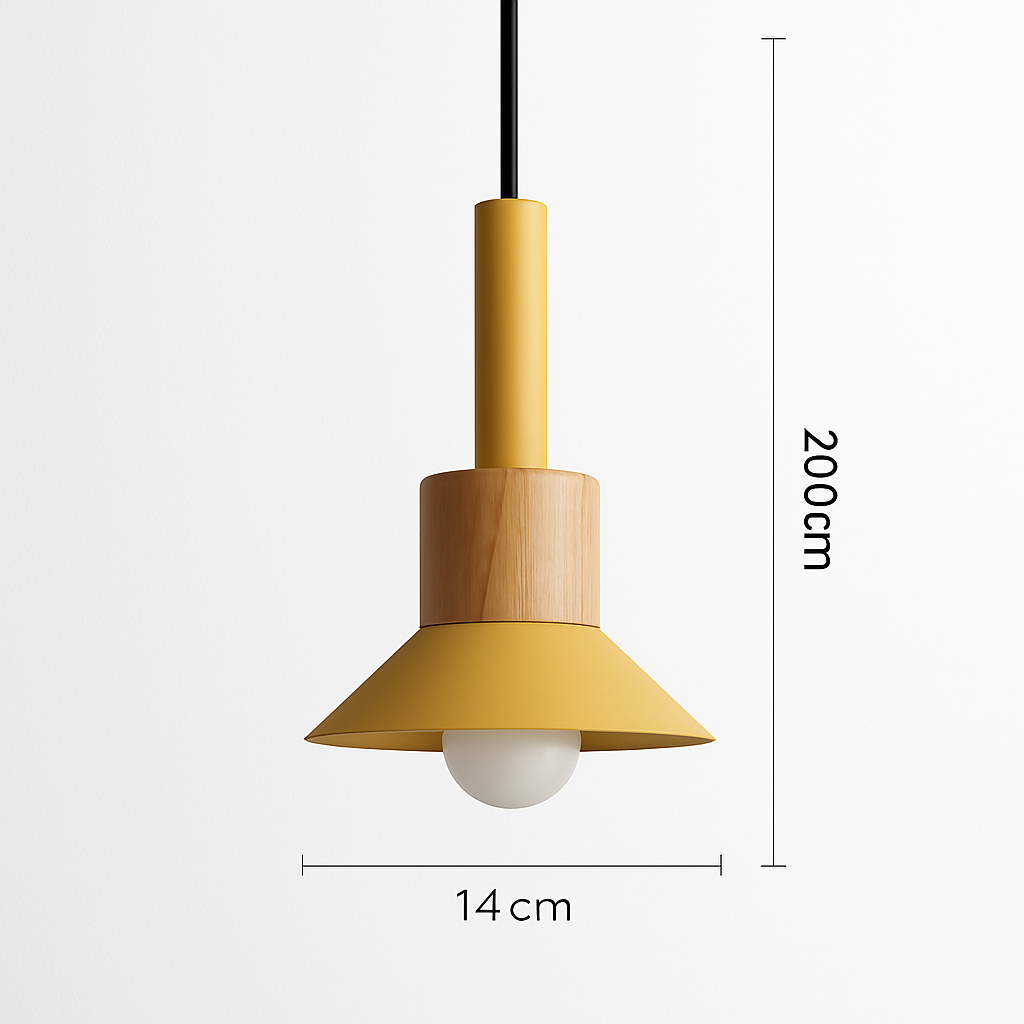 Design Hanglamp Hout & Metaal Geel Groen Wit Roze Geometrisch 12×16 tot 14×20 cm Woonkamer Eetkamer Slaapkamer | Sulvida