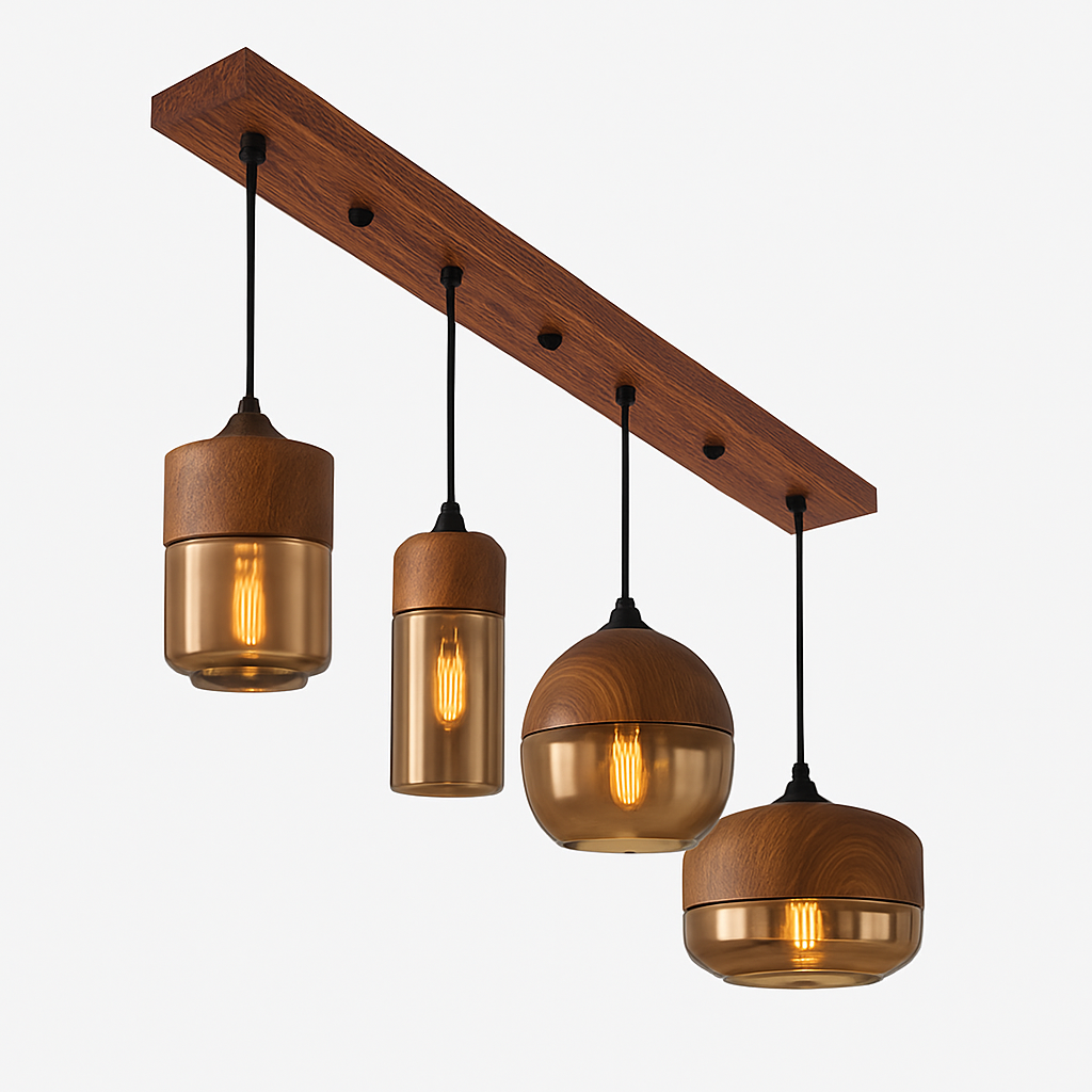 Hanglamp industrieel hout glas retro loft zwart bruin vintage E27 voor eetkamer woonkamer restaurant bar | Sulvida