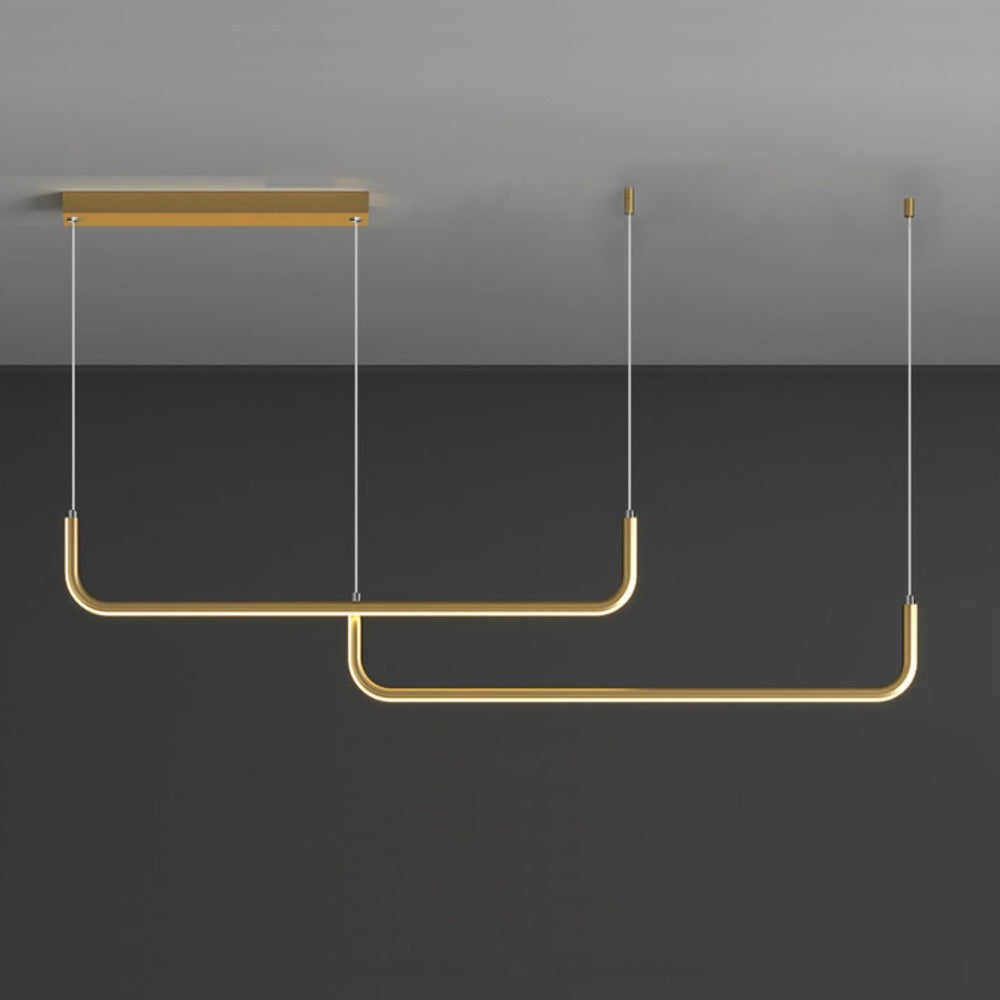 LED Hanglamp Aluminium Lineair 90-150 cm Zwart Goud Dimbaar Moderne Verlichting Eetkamer Bureau Woonkamer | Sulvida
