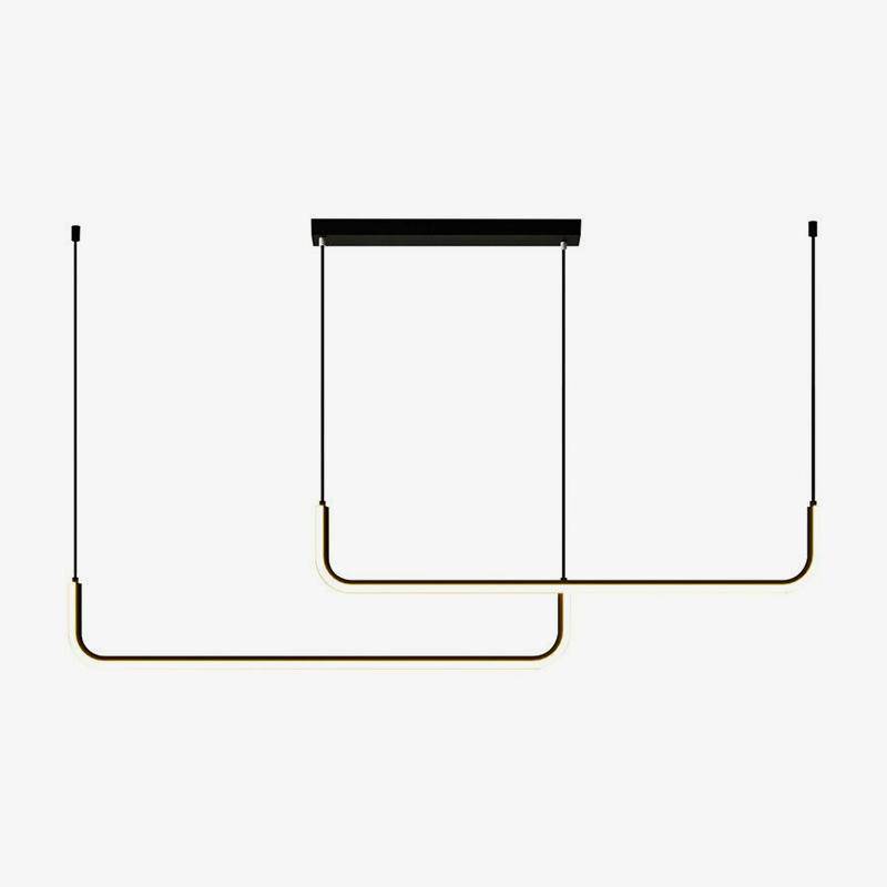 LED Hanglamp Aluminium Lineair 90-150 cm Zwart Goud Dimbaar Moderne Verlichting Eetkamer Bureau Woonkamer | Sulvida