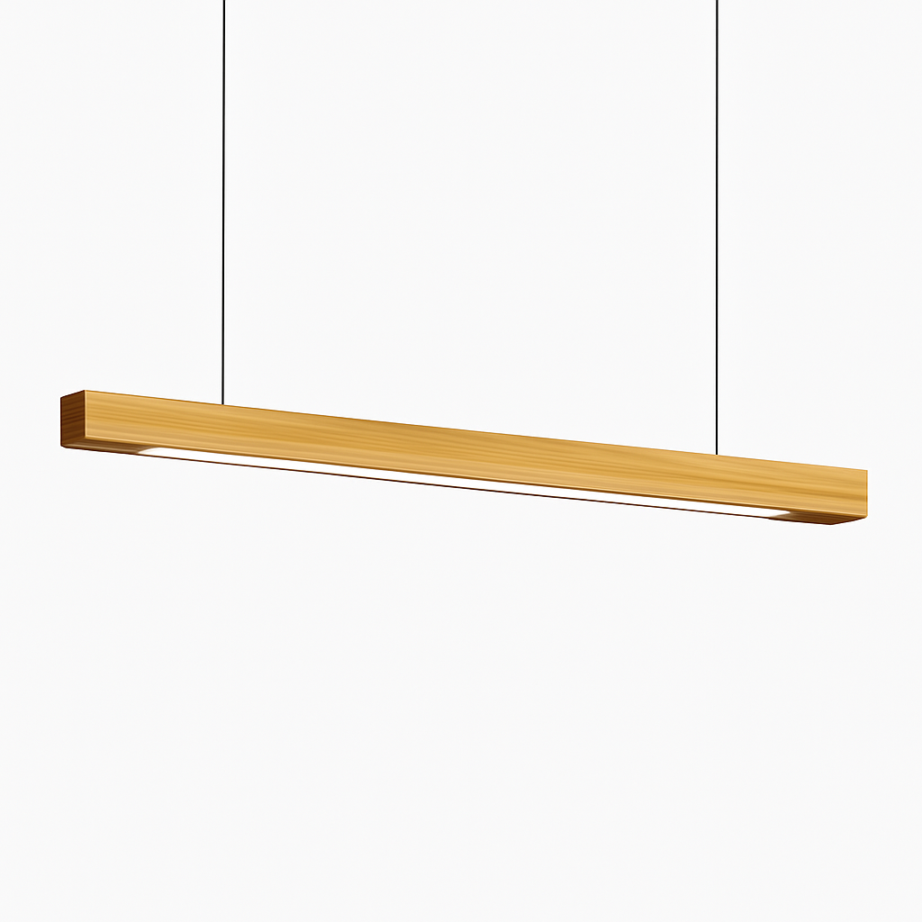 Houten Hanglamp LED Rechthoek Modern 80cm 120cm 150cm Eetkamer Lamp Warm Licht Dimbaar Design Verlichting | Sulvida