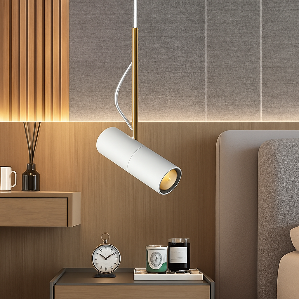 Hanglamp Verstelbaar Spotje Geborsteld Aluminium Goudkleurig Railspot Modern Design Eetkamer Woonkamer | Sulvida