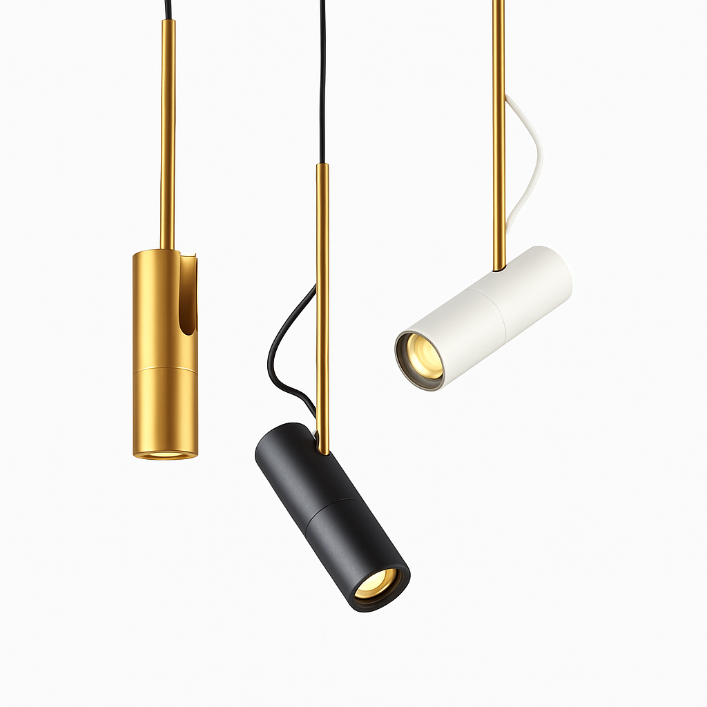 Hanglamp Verstelbaar Spotje Geborsteld Aluminium Goudkleurig Railspot Modern Design Eetkamer Woonkamer | Sulvida