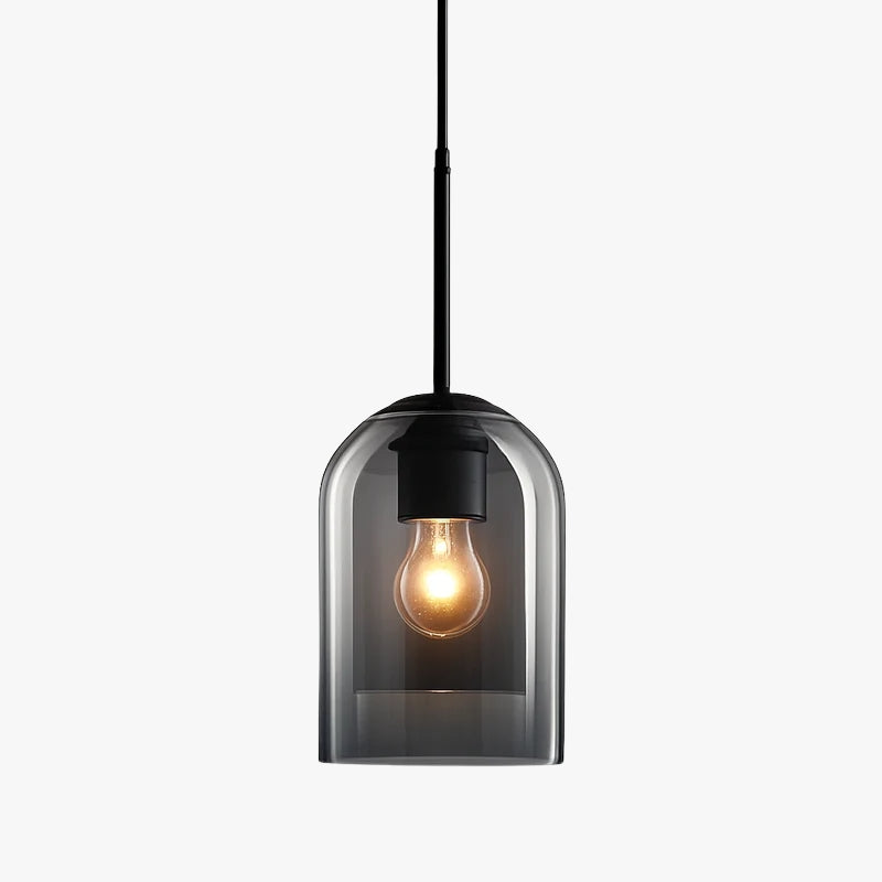 Hanglamp Dubbel Rookglas Ronde Buis Koper Afwerking Moderne Eetkamerlamp Eettafel Woonkamer Verlichting Design | Sulvida