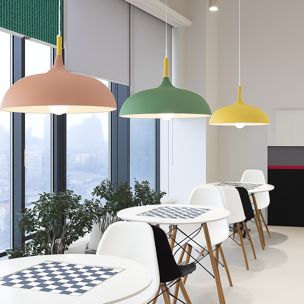Hanglamp met houten stang en aluminium kap 35-60 cm E27 modern design verlichting eetkamer woonkamer | Sulvida