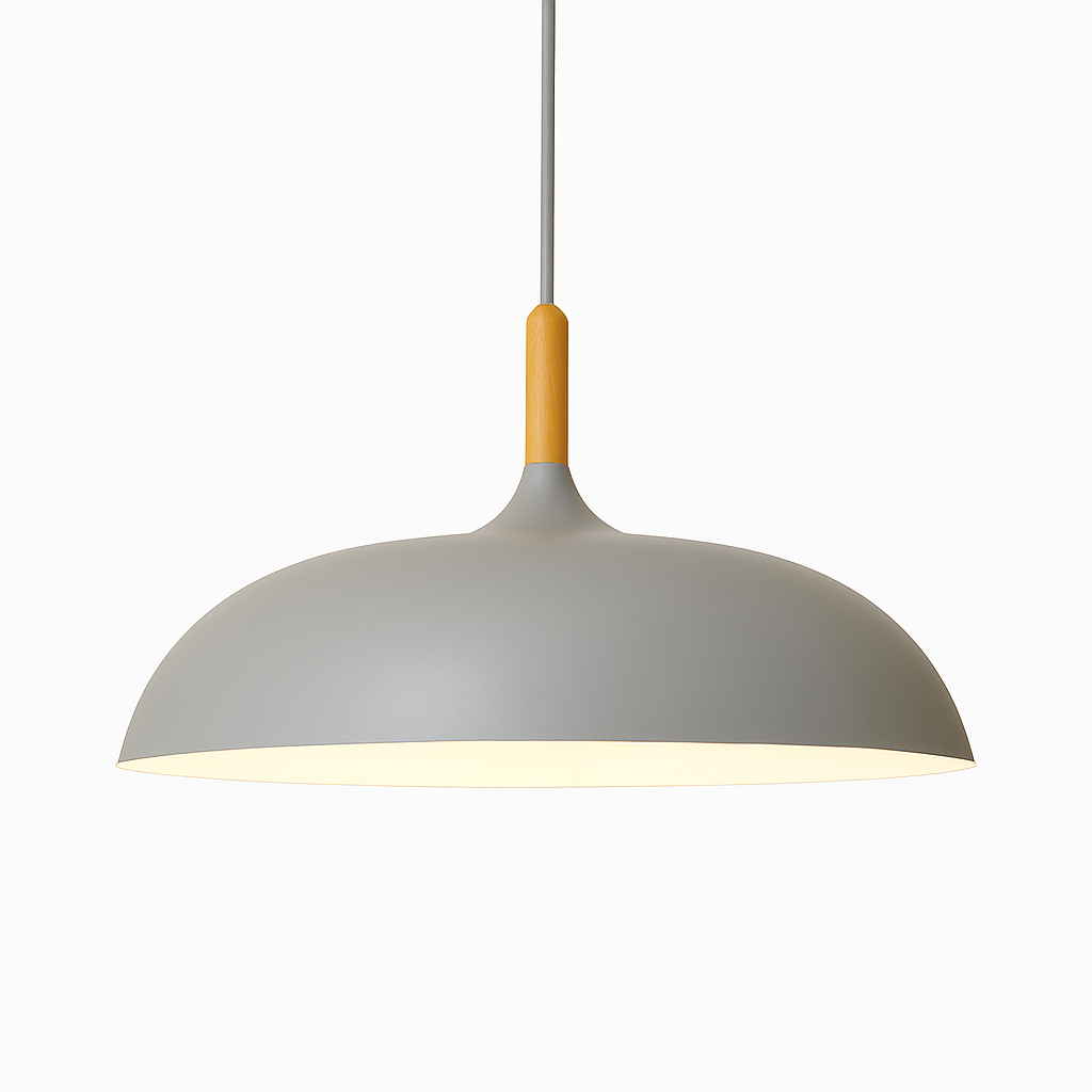 Hanglamp met houten stang en aluminium kap 35-60 cm E27 modern design verlichting eetkamer woonkamer | Sulvida