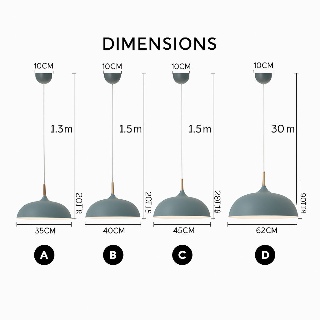 Hanglamp met houten stang en aluminium kap 35-60 cm E27 modern design verlichting eetkamer woonkamer | Sulvida